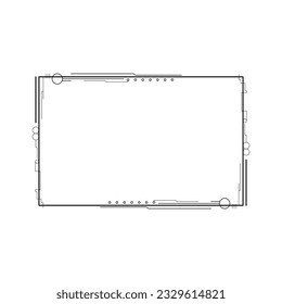 Abstract Black Simple Line Rectangular Frame Doodle Outline Element Vector Design Style Sketch Isolated Illustration For Wedding And Banner