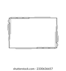 Abstract Black Simple Line Rectangular Frame Doodle Outline Element Vector Design Style Sketch Isolated Illustration For Wedding And Banner