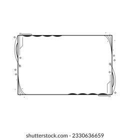Abstract Black Simple Line Rectangular Frame Doodle Outline Element Vector Design Style Sketch Isolated Illustration For Wedding And Banner