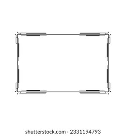 Abstract Black Simple Line Rectangular Frame Doodle Outline Element Vector Design Style Sketch Isolated Illustration For Wedding And Banner