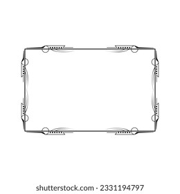 Abstract Black Simple Line Rectangular Frame Doodle Outline Element Vector Design Style Sketch Isolated Illustration For Wedding And Banner