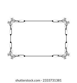 Abstract Black Simple Line Rectangular Frame Doodle Outline Element Vector Design Style Sketch Isolated Illustration For Wedding And Banner
