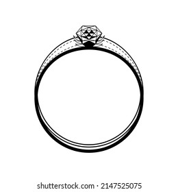 Abstract Black Simple Line Ring Wedding Doodle Outline Element Vector Design Style Sketch Isolated On White Background Illustration