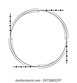 Abstract Black Simple Line Round Circle With Leaf Leaves Frame Flowers Doodle Outline Element Vector Design Style Sketch Isolated Illustration For Wedding And Banner