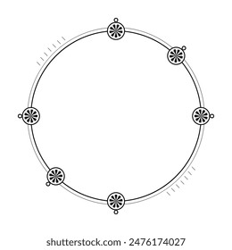 Abstract Black Simple Line Round Circle With Leaf Leaves Frame Flowers Doodle Outline Element Vector Design Style Sketch Isolated Illustration For Wedding And Banner