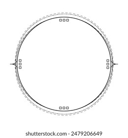 Abstract Black Simple Line Round Circle With Leaf Leaves Frame Flowers Doodle Outline Element Vector Design Style Sketch Isolated Illustration For Wedding And Banner
