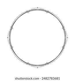 Abstract Black Simple Line Round Circle With Leaf Leaves Frame Flowers Doodle Outline Element Vector Design Style Sketch Isolated Illustration For Wedding And Banner