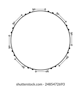 Abstract Black Simple Line Round Circle With Leaf Leaves Frame Flowers Doodle Outline Element Vector Design Style Sketch Isolated Illustration For Wedding And Banner