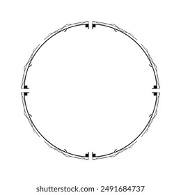 Abstract Black Simple Line Round Circle With Leaf Leaves Frame Flowers Doodle Outline Element Vector Design Style Sketch Isolated Illustration For Wedding And Banner