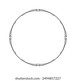 Abstract Black Simple Line Round Circle With Leaf Leaves Frame Flowers Doodle Outline Element Vector Design Style Sketch Isolated Illustration For Wedding And Bannerё