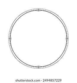Abstract Black Simple Line Round Circle With Leaf Leaves Frame Flowers Doodle Outline Element Vector Design Style Sketch Isolated Illustration For Wedding And Bannerё