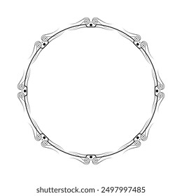 Abstractas Negro Línea Simple Círculo Redondo Con Hojas De Hojas Marco Flores Doodle Outline Elemento Diseño De Vector Estilo Sketch Ilustración Aislada Para La Boda Y El Anuncio