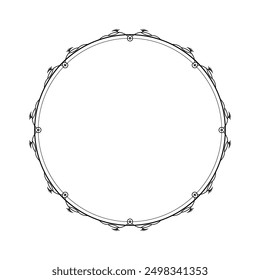 Abstractas Negro Línea Simple Círculo Redondo Con Hojas De Hojas Marco Flores Doodle Outline Elemento Diseño De Vector Estilo Sketch Ilustración Aislada Para La Boda Y El Anuncio