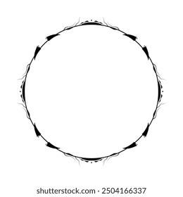 Abstrakte schwarze einfache Linie runden Kreis mit Blatt Blätter Rahmen Blumen Doodle Umrisselement Vektor Design Stil Skizze einzelne Illustration für Hochzeit und Banner