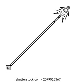 Abstract Black Simple Line Spear Weapon Doodle Outline Element Vector Design Style Sketch Isolated On White Background Illustration For War, Battle