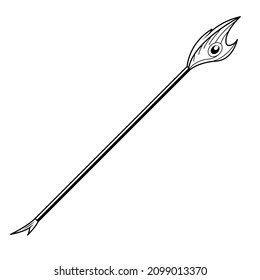 Abstrakte Schwarze einfache Linie Spear Weapon Doodle Outline Element Vectordesign-Stil Skizze einzeln auf weißem Hintergrund Illustration für Krieg, Schlacht