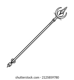 Abstract Black Simple Line Spear Weapon Doodle Outline Element Vector Design Style Sketch Isolated On White Background Illustration For War, Battle