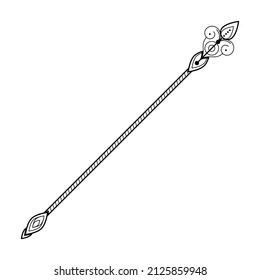 Abstract Black Simple Line Spear Weapon Doodle Outline Element Vector Design Style Sketch Isolated On White Background Illustration For War, Battle