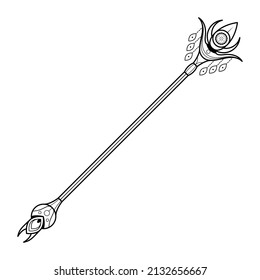 Abstract Black Simple Line Spear Weapon Doodle Outline Element Vector Design Style Sketch Isolated On White Background Illustration For War, Battle