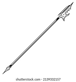 Abstract Black Simple Line Spear Weapon Doodle Outline Element Vector Design Style Sketch Isolated On White Background Illustration For War, Battle