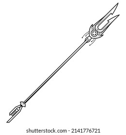 Abstrakte Schwarze einfache Linie Spear Weapon Doodle Outline Element Vectordesign-Stil Skizze einzeln auf weißem Hintergrund Illustration für Krieg, Schlacht