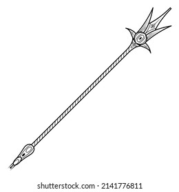 Abstract Black Simple Line Spear Weapon Doodle Outline Element Vector Design Style Sketch Isolated On White Background Illustration For War, Battle
