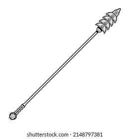 Abstrakte Schwarze einfache Linie Spear Weapon Doodle Outline Element Vectordesign-Stil Skizze einzeln auf weißem Hintergrund Illustration für Krieg, Schlacht