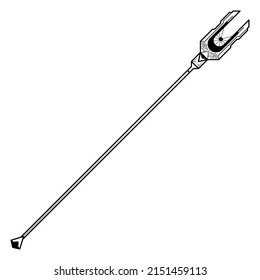 Abstrakte Schwarze einfache Linie Spear Weapon Doodle Outline Element Vectordesign-Stil Skizze einzeln auf weißem Hintergrund Illustration für Krieg, Schlacht