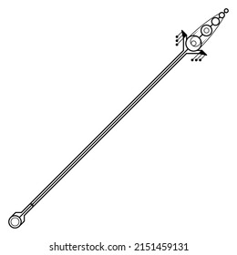 Abstract Black Simple Line Spear Weapon Doodle Outline Element Vector Design Style Sketch Isolated On White Background Illustration For War, Battle
