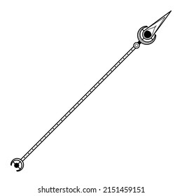 Abstract Black Simple Line Spear Weapon Doodle Outline Element Vector Design Style Sketch Isolated On White Background Illustration For War, Battle