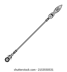 Abstract Black Simple Line Spear Weapon Doodle Outline Element Vector Design Style Sketch Isolated On White Background Illustration For War, Battle