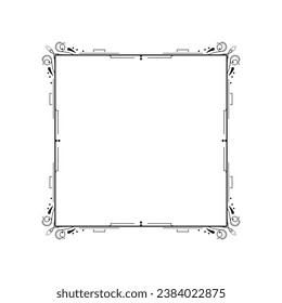 Abstrakter, einfacher Schwarzer Linienplatz mit Leaf-Blättern Frame Blumen Doodle Outline Element Vector Design Style Skizze isoliert Illustration für Hochzeit und Banner