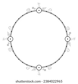 Abstract Black Simple Line Square With Leaf Leaves Frame Flowers Doodle Outline Element Vector Design Style Sketch Isolated Illustration For Wedding And Banner