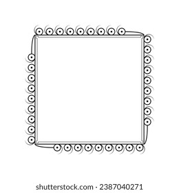 Resumen Cuadrado De Línea Simple Negro Con Hojas De Hojas De Hojas De Marco Flores De Dibujo Esbozo De Diseño De Elemento De Contorno De Doodle Esbozo De Estilo Isolación Ilustración Para Boda Y Cartel