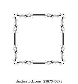 Abstrakter, einfacher Schwarzer Linienplatz mit Leaf-Blättern Frame Blumen Doodle Outline Element Vector Design Style Skizze isoliert Illustration für Hochzeit und Banner