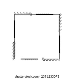 Abstrakter, einfacher Schwarzer Linienplatz mit Leaf-Blättern Frame Blumen Doodle Outline Element Vector Design Style Skizze isoliert Illustration für Hochzeit und Banner