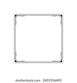Resumen Cuadrado De Línea Simple Negro Con Hojas De Hojas De Hojas De Marco Flores De Dibujo Esbozo De Diseño De Elemento De Contorno De Doodle Esbozo De Estilo Isolación Ilustración Para Boda Y Cartel