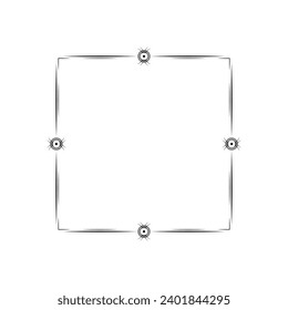 Abstract Black Simple Line Square With Leaf Leaves Frame Flowers Doodle Outline Element Vector Design Style Sketch Isolated Illustration For Wedding And Banner