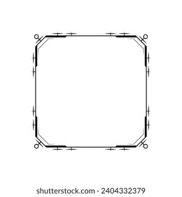 Abstract Black Simple Line Square With Leaf Leaves Frame Flowers Doodle Outline Element Vector Design Style Sketch Isolated Illustration For Wedding And Banner