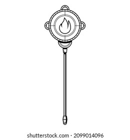 Abstrakte Schwarze einfache Linie Mitarbeiter Weapon Doodle Outline Element Vectordesign Stil Skizze einzeln auf weißem Hintergrund Illustration für Krieg, Schlacht