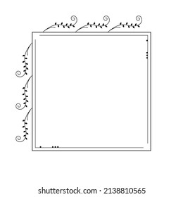 Abstrakte Schwarze einfache Linie Suqare mit Blättern Rahmen Blumen Doodle-Element Vectordesign Stil Skizze isoliert Illustration für Hochzeit und Banner