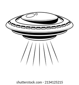 Abstract Black Simple Line Ufo Alines Doodle Outline Element Vector Design Style Sketch Isolated On White Background Illustration Galaxy, Space, Universe