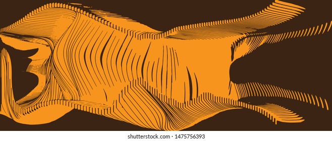 Abstract black small architectural form of curved and flowing beams