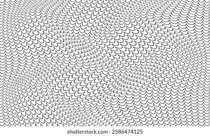 abstract black small fish scale wave pattern can be used background.