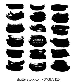 Abstract black smears big set isolated on a white background