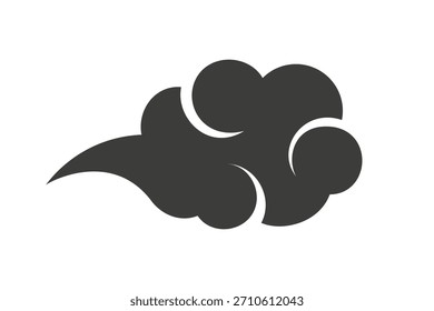 Abstract black smoke cloud illustration with flowing, rounded shapes—dynamic design element for comics, icons, and motion effects.