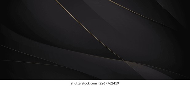 Abstract black smooth element lines and gold trim background. Luxury background Vector illustration