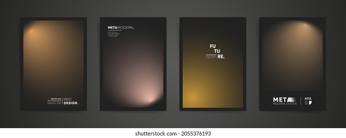 Abstract black smooth gradient cover template design set for poster, brochure, annual report, presentation. Smooth circular gradient fashion shape. Vector postmodern premium a4 vertical duotone layout