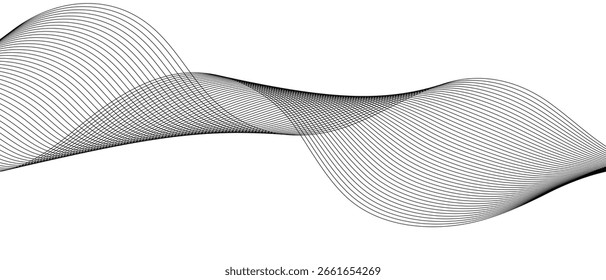abstract black smooth line wave art suitable for background.