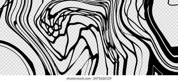 Abstractas líneas negras suaves aisladas sobre un fondo transparente.